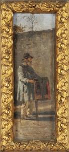 L’organetto, Antonio Varni olio su tavola firmato in basso a destra